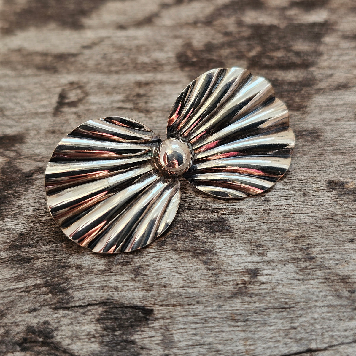 Vintage Danish Silver Modernist Floral Brooch by Hermann Siersbol