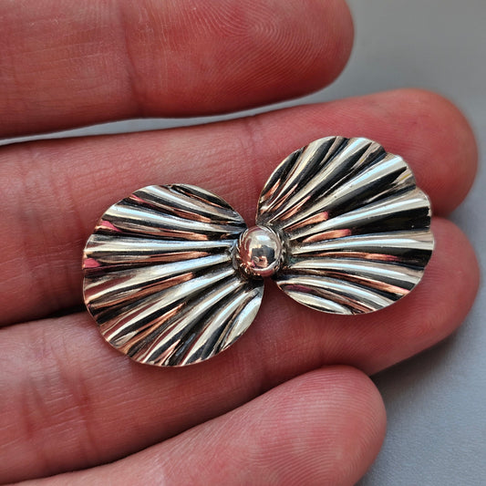 Vintage Danish Silver Modernist Floral Brooch by Hermann Siersbol