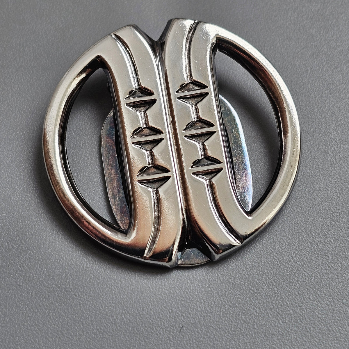 Vintage Sterling Silver 1980s Salovaara Finnish Modernist Geometric Scarf Clip 1984