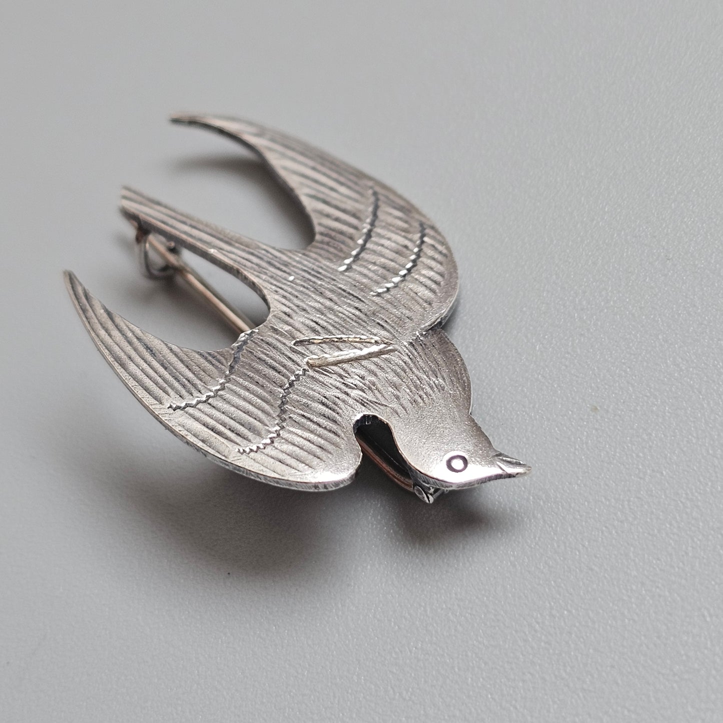 Vintage 1930s Finnish Art Deco Swallow Silver Bird Brooch Finland