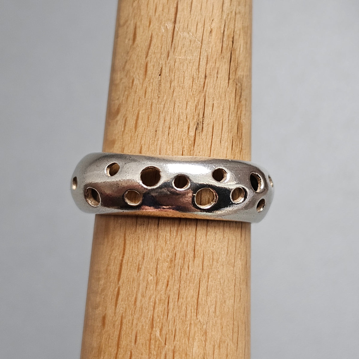Contemporary Danish Sterling Silver Perforated Modernist Ring