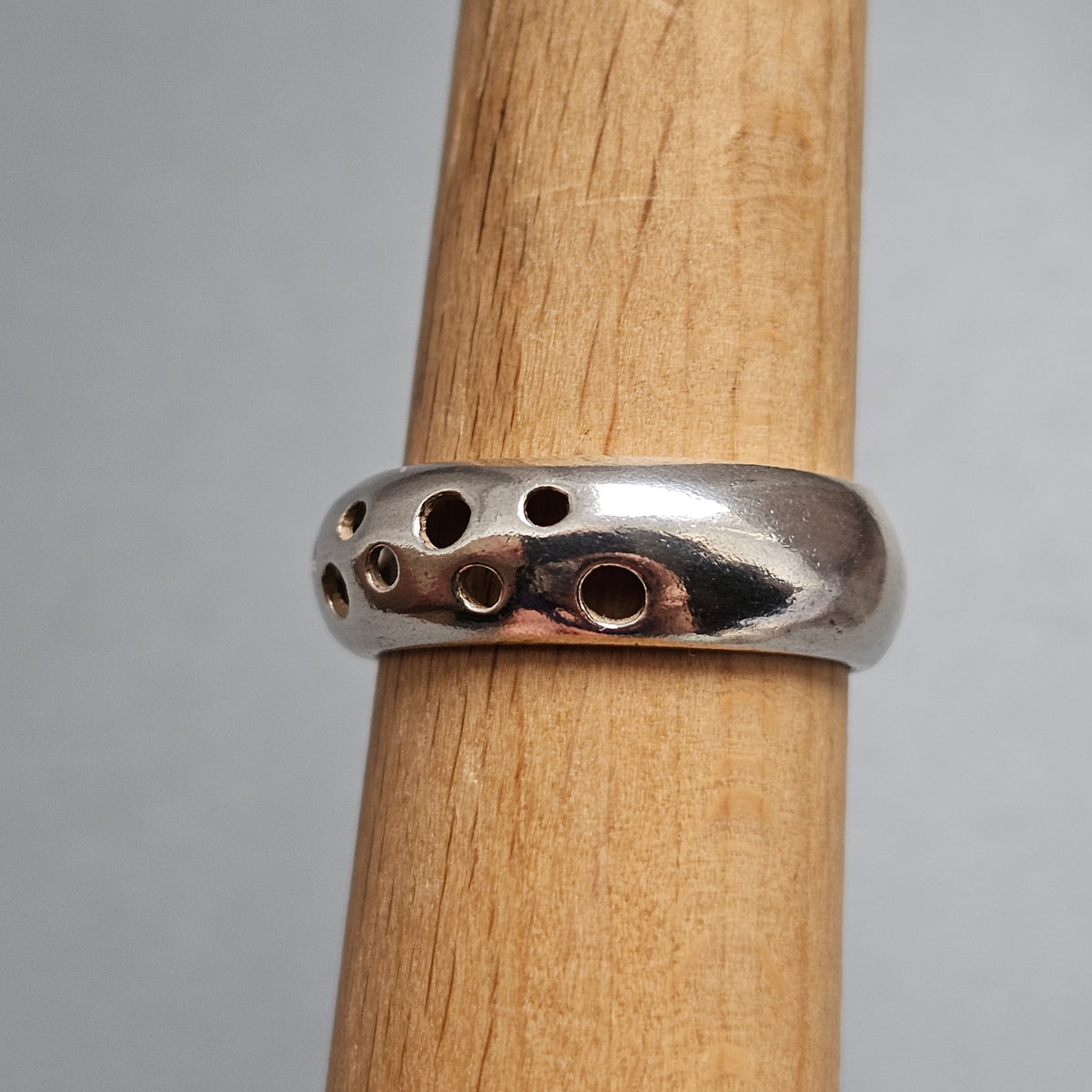 Contemporary Danish Sterling Silver Perforated Modernist Ring