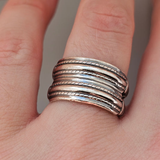 Finnish Kalevala Koru Middle Ages Style Uskela Silver Ring - UK Ring Size N - US Ring Size 6.5 1985