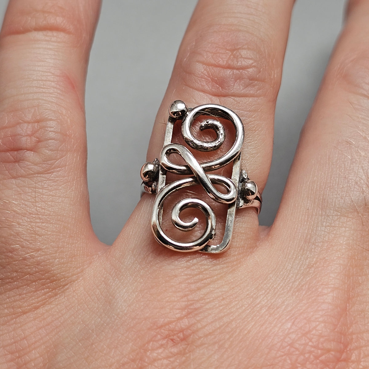 Vintage Danish 830 Silver Openwork Ring Art Nouveau Art Deco Style