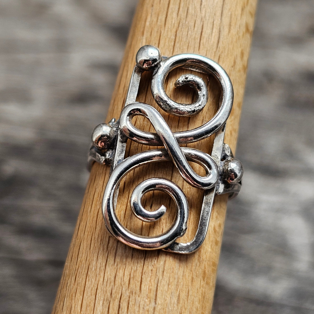 Vintage Danish 830 Silver Openwork Ring Art Nouveau Art Deco Style