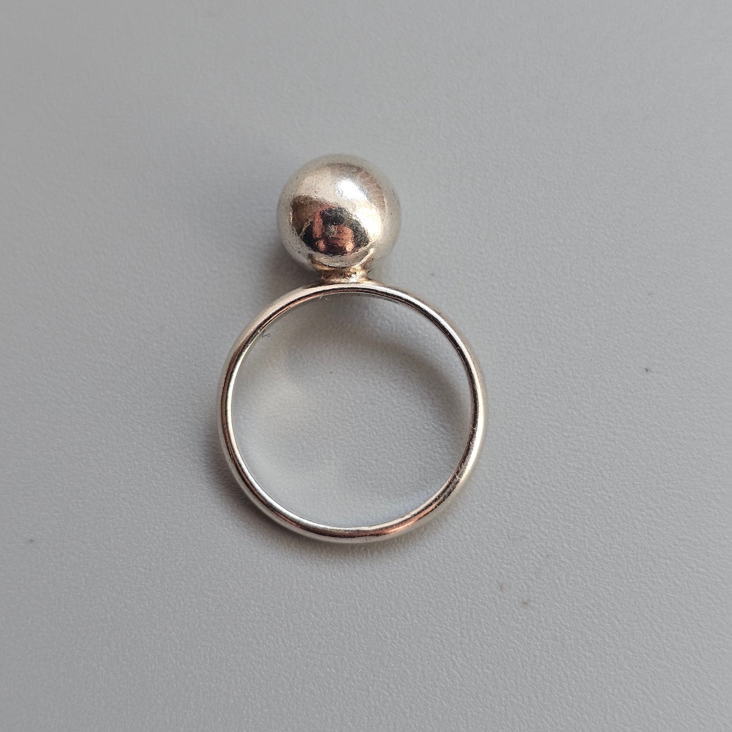 Vintage Finnish Ilmari Puhakka Sterling Silver Modernist Ball Ring