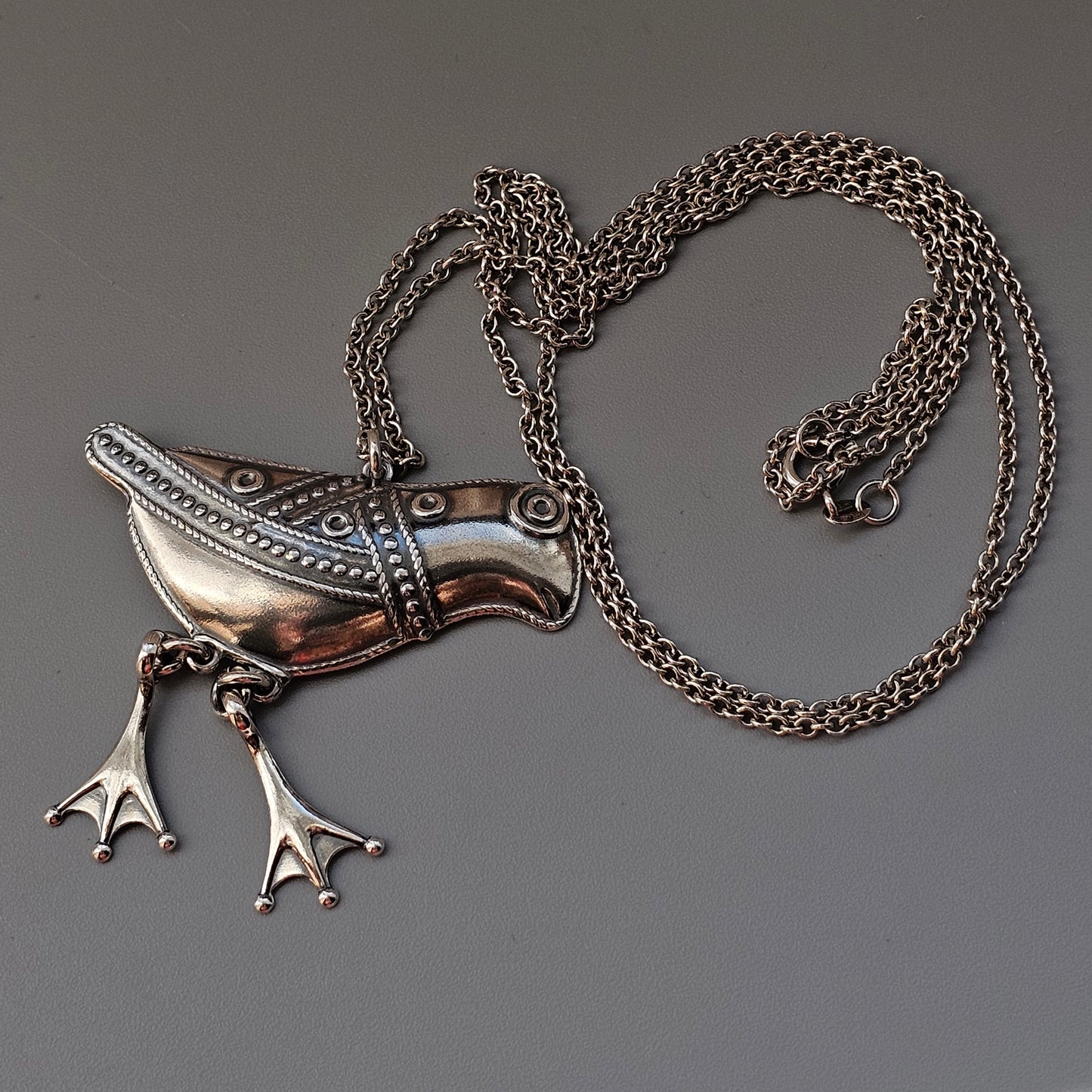 Finnish Kalevala Koru Bird Of Hattula Silver Necklace Pendant 1995