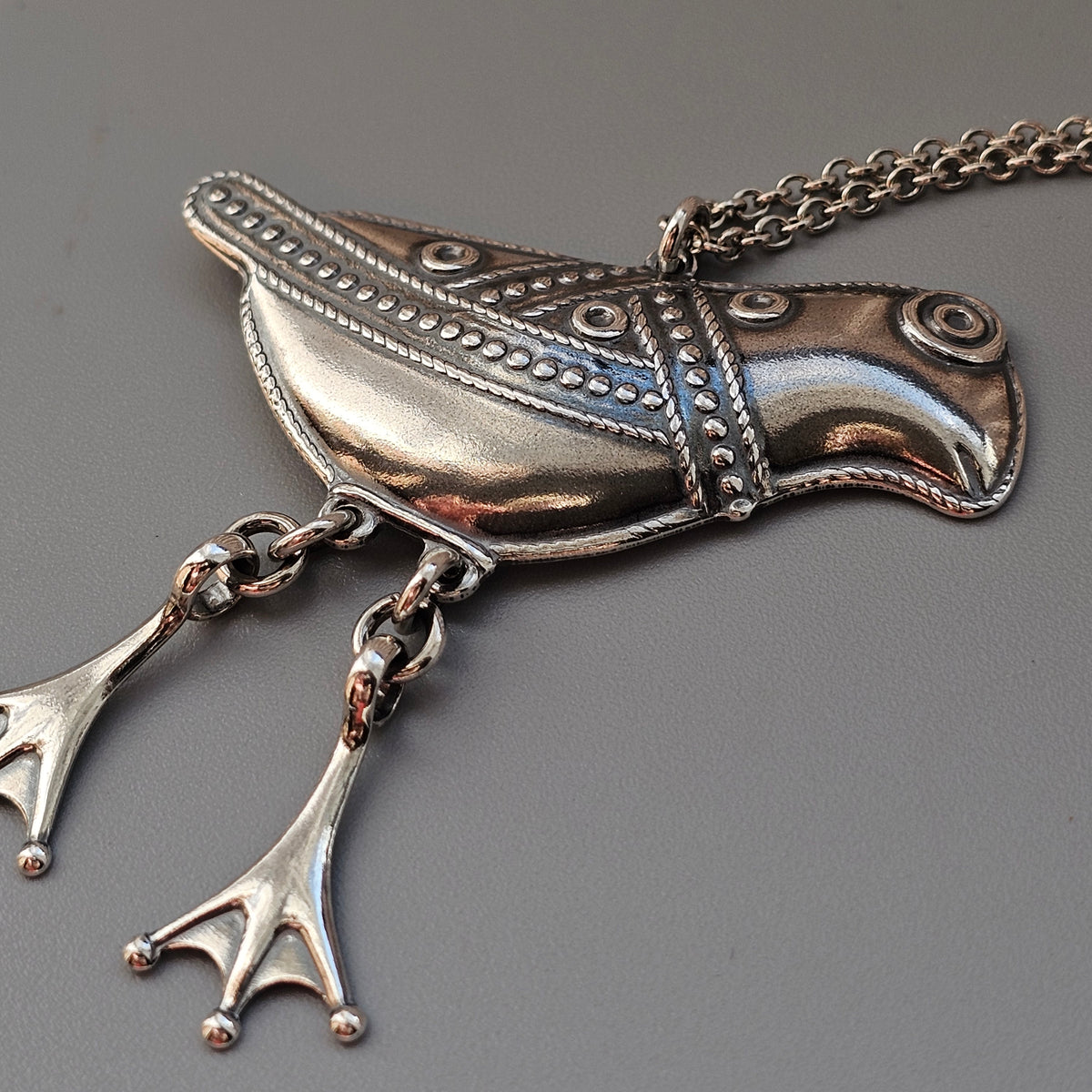 Finnish Kalevala Koru Bird Of Hattula Sterling Silver Necklace Pendant 1995