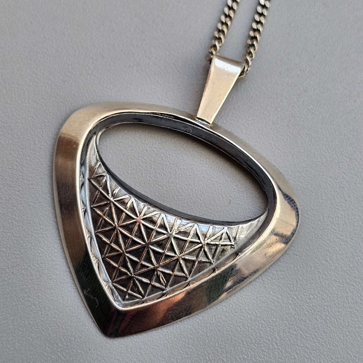 Vintage Silver Finnish Mid Century Modernist Geometric Necklace Pendant