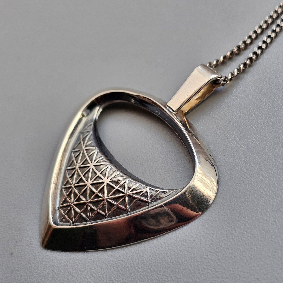 Vintage Silver Finnish Mid Century Modernist Geometric Necklace Pendant