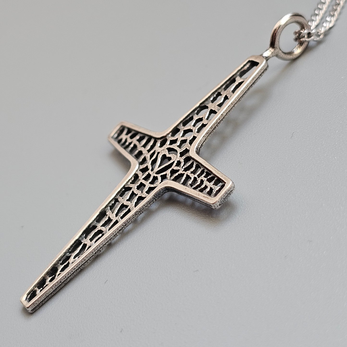 Vintage Kultaseppa Salovaara Finnish Modernist Brutalist Sterling Silver Cross Pendant