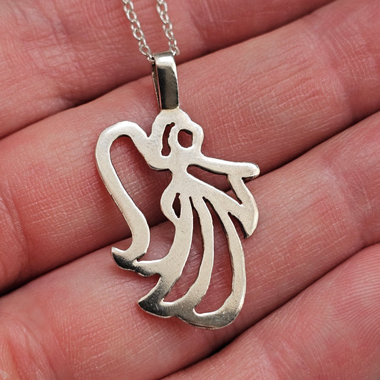 Vintage Sterling Silver Angel Pendant