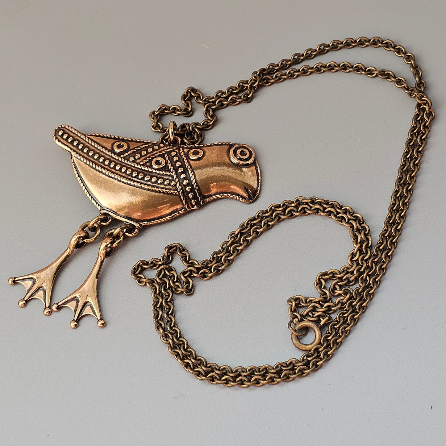 Kalevala Koru 11th Century Middle Ages Style Large Bird of Hattula Bronze Necklace