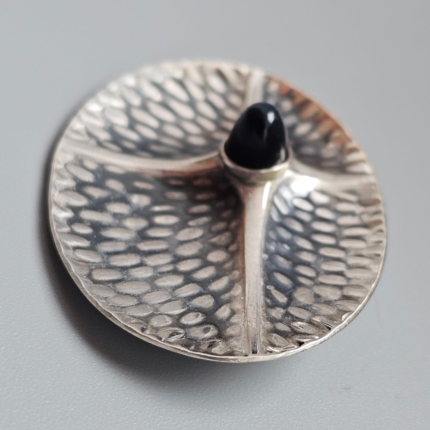 Vintage 1960s Kultaseppä Salovaara Modernist Silver Blue Tiger's Eye Brooch Finland