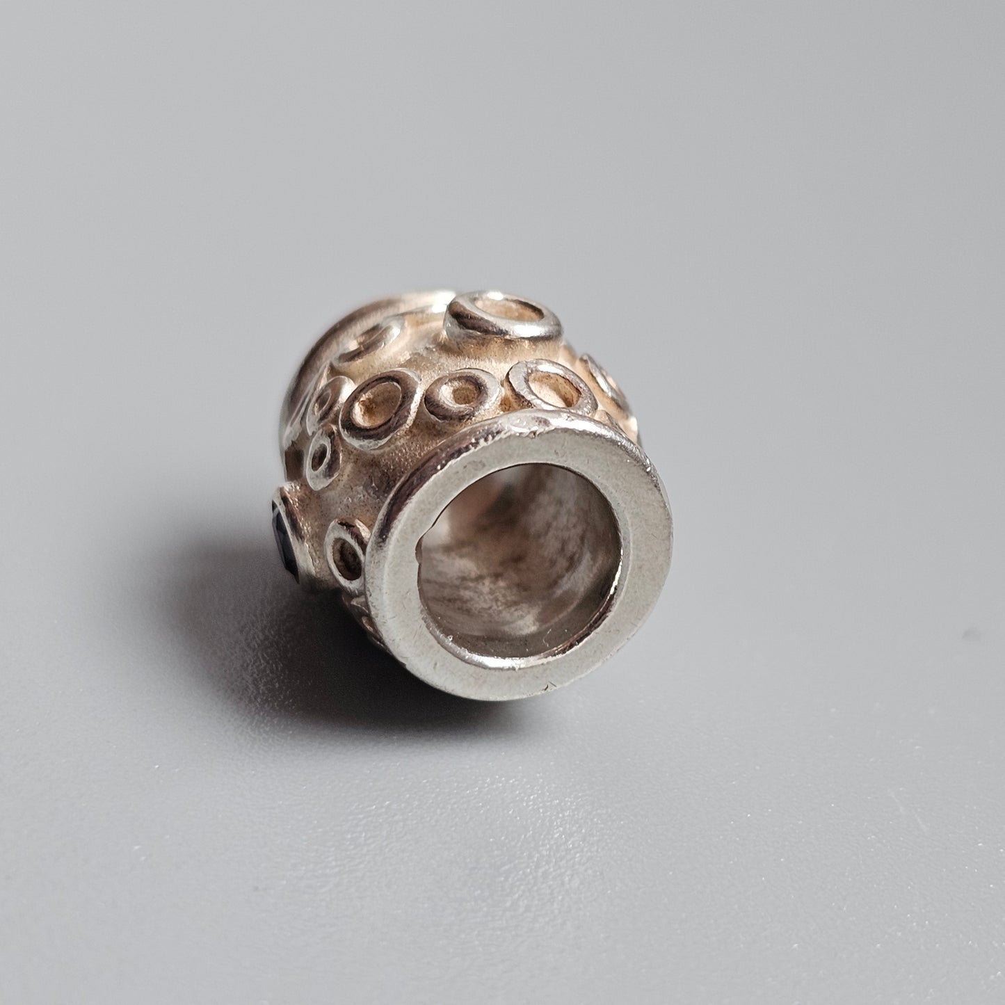 Vintage Kalevala Koru Lapsi Sterling Silver Red Stone Barrel Charm Pendant