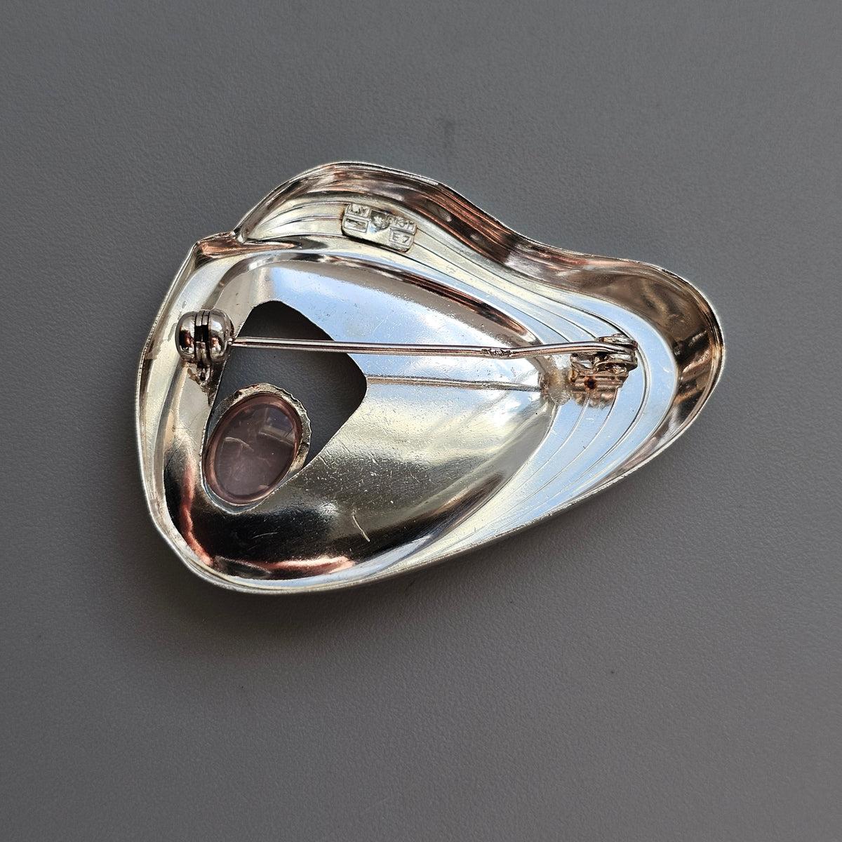 Vintage 1950s German Silver Amethyst Modernist Brooch by Friedrich Speidel