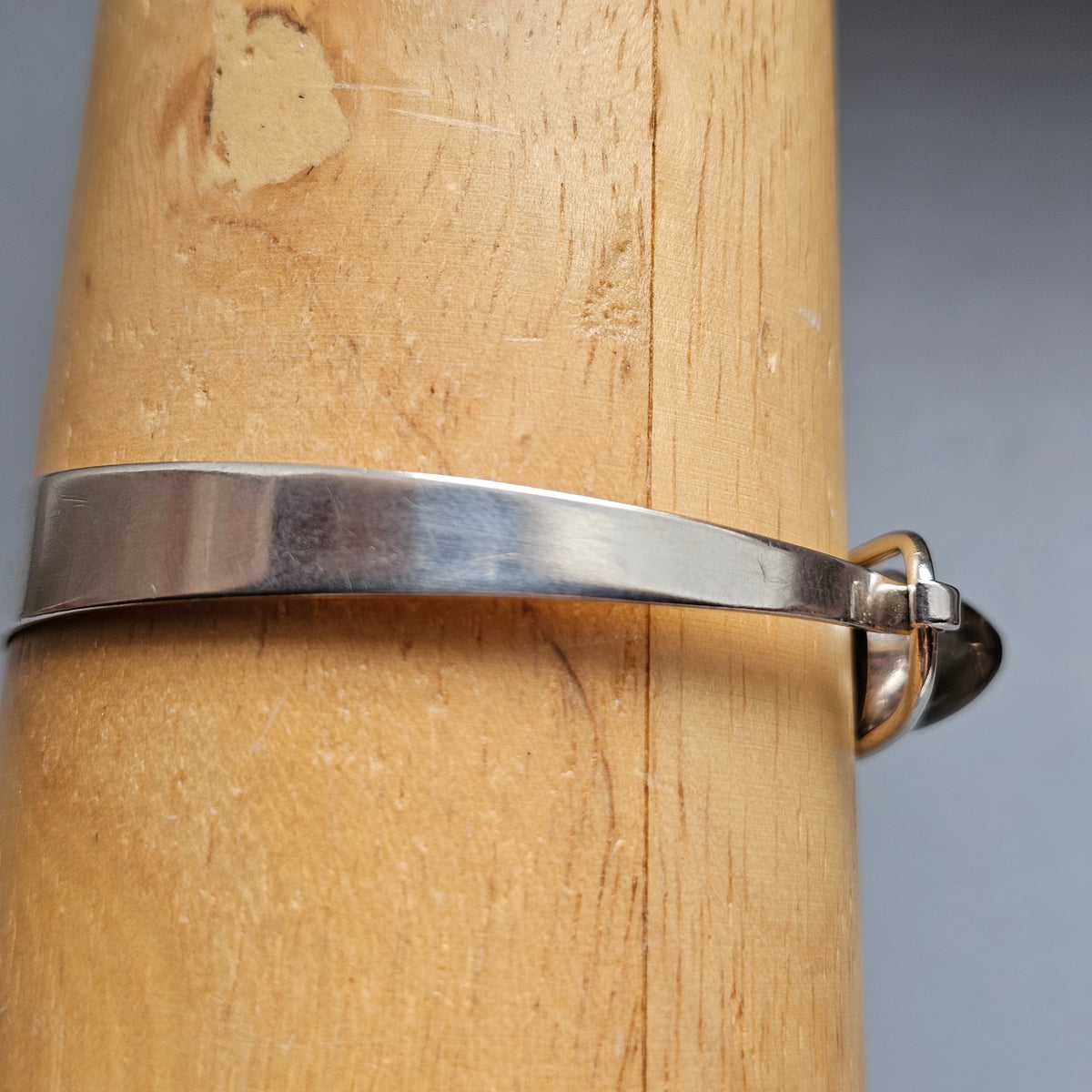 Vintage 1960s Erik Granit Finnish Silver Smoky Quartz Modernist Bangle 1961