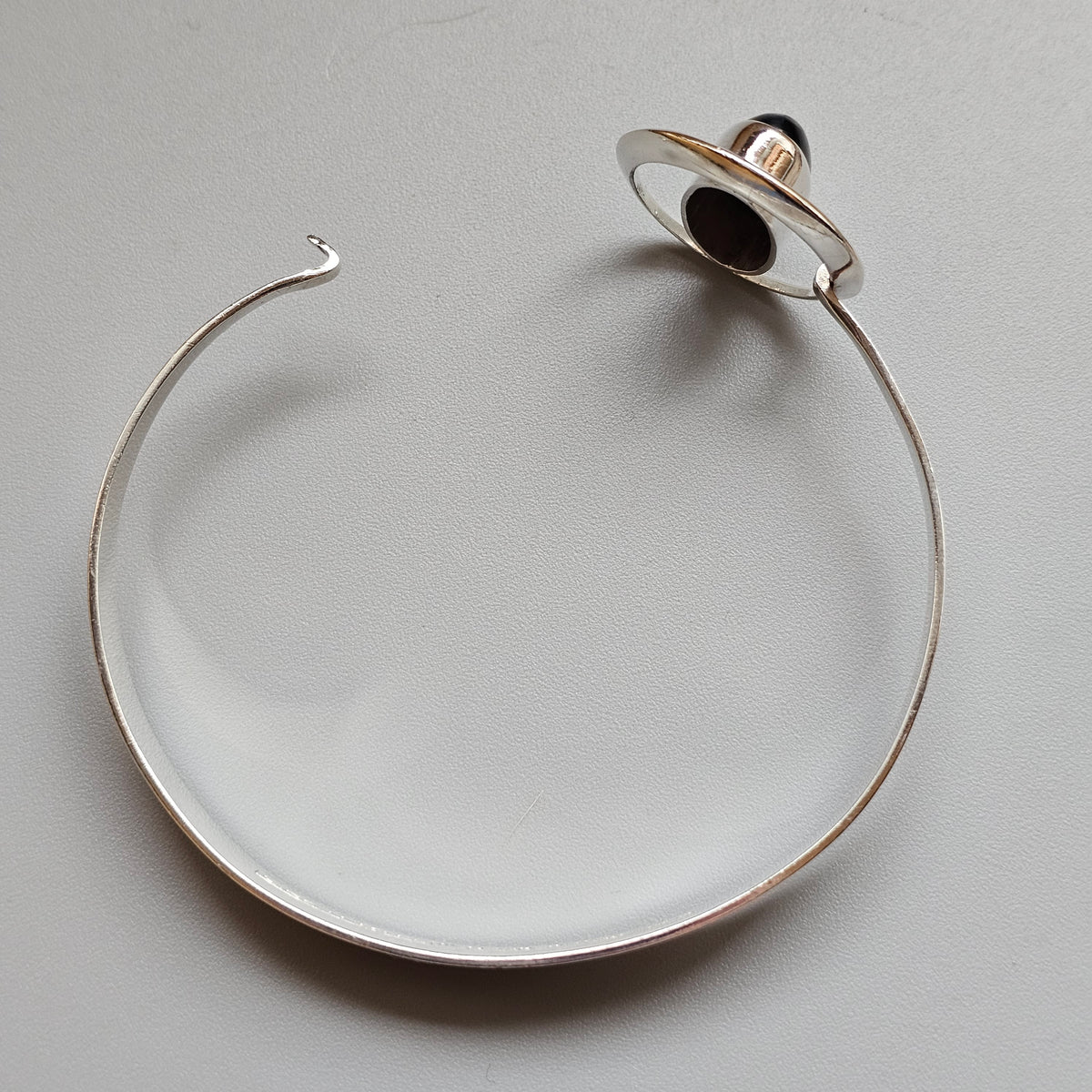 Vintage 1960s Erik Granit Finnish Silver Blue Tiger's Eye Modernist Bangle 1962