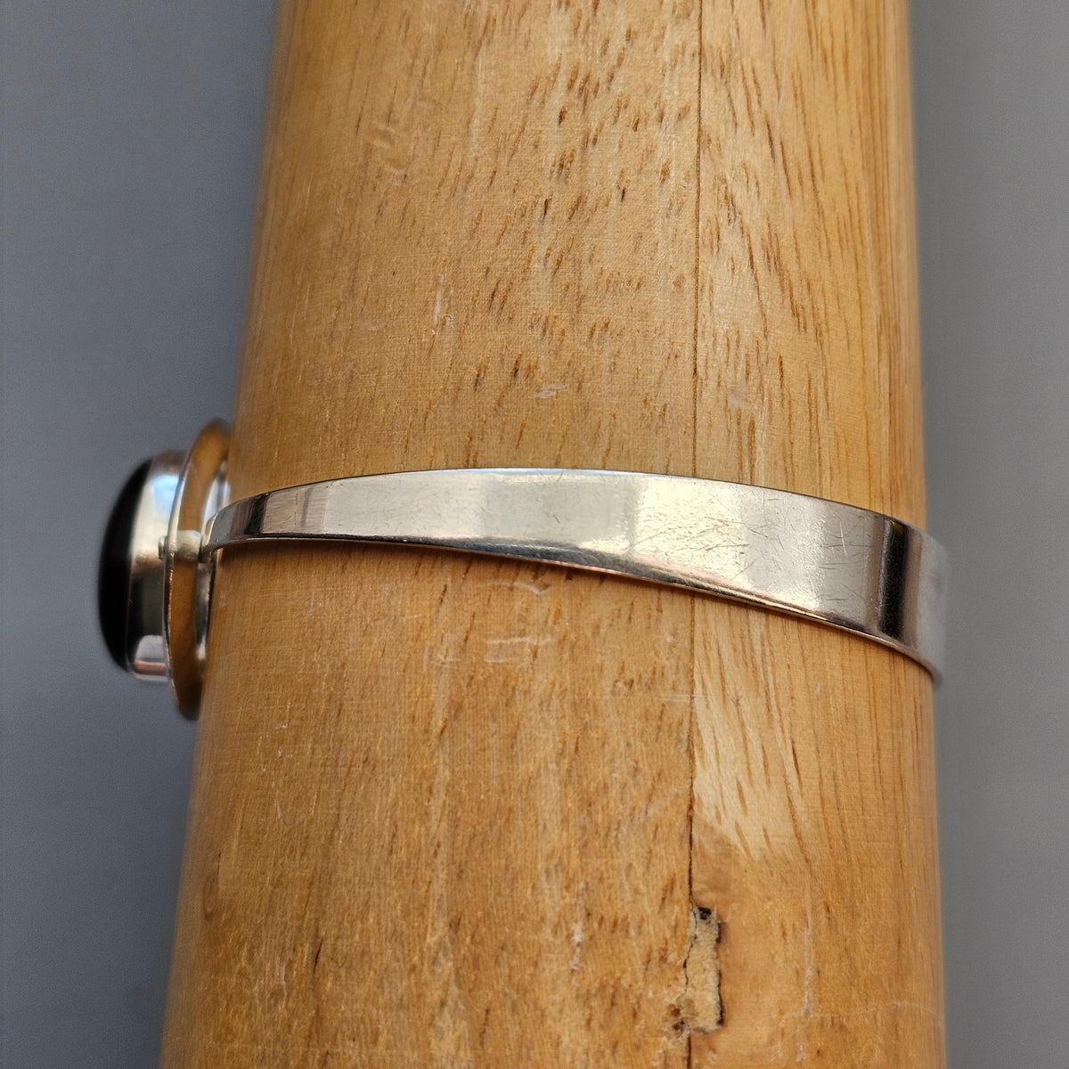Vintage 1960s Erik Granit Finnish Silver Blue Tiger's Eye Modernist Bangle 1962