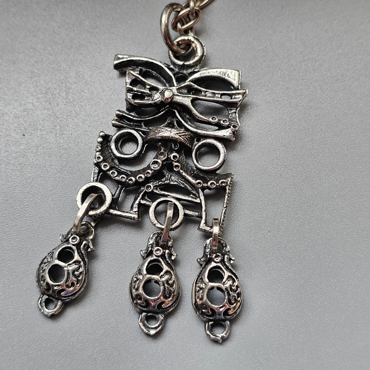 Vintage 1970s Juhani Vuorisalmi Finnish Pewter Dangle Pendant Necklace