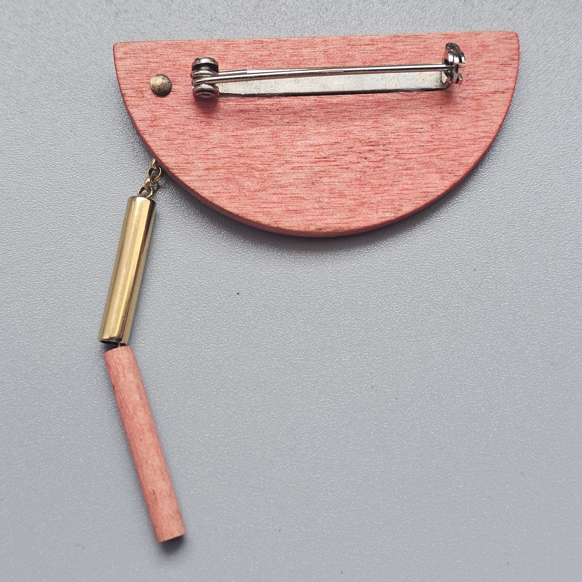 Vintage Aarikka Heiluri Pendulum Pale Orange Wooden Brooch Finland