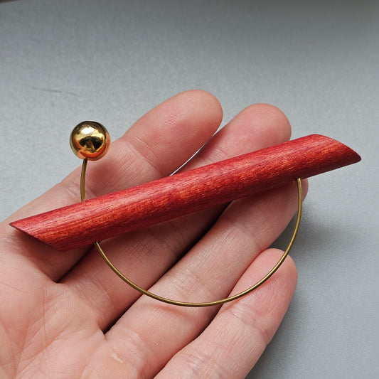 Vintage 1990s Aarikka UFO Red Wooden Modernist Brooch Finland