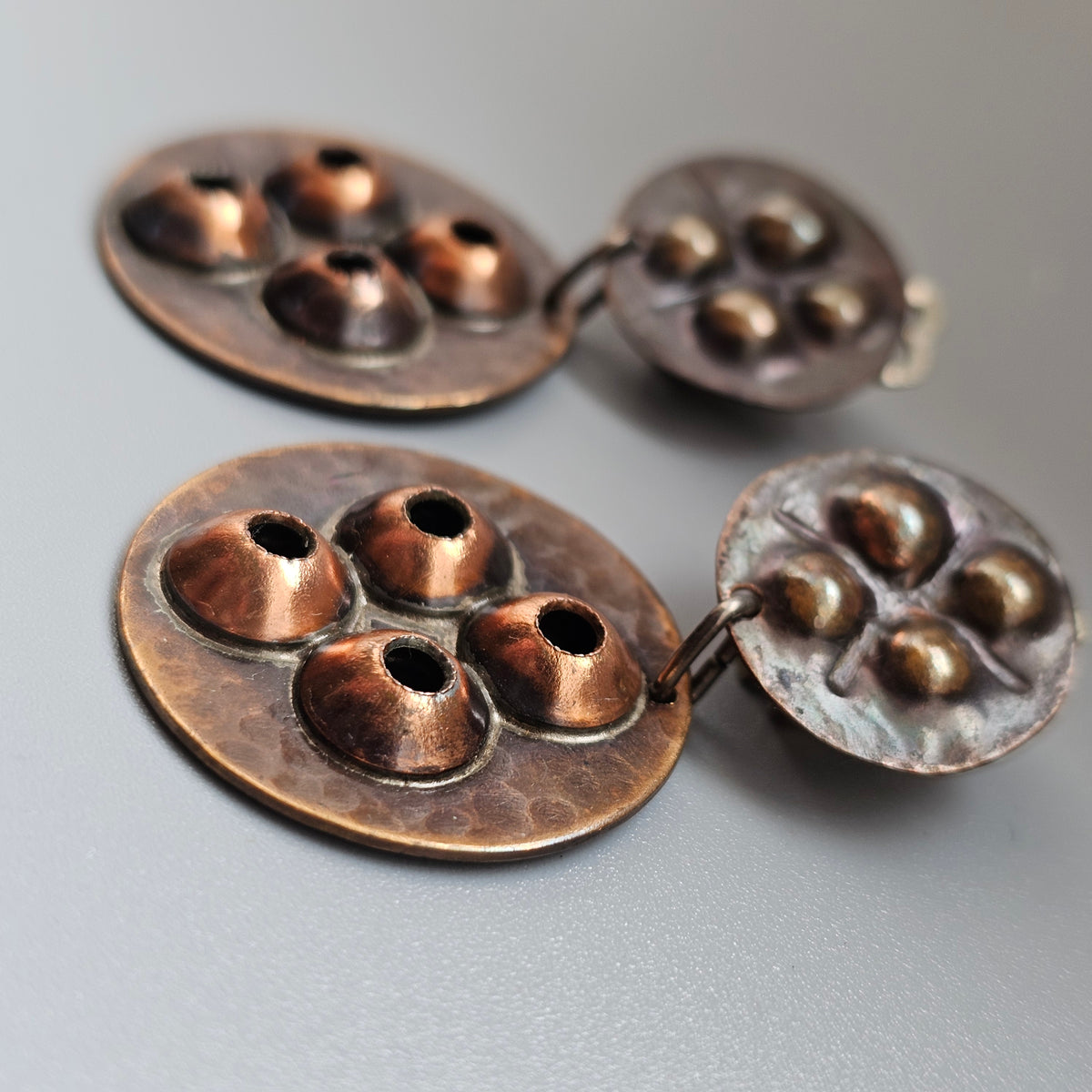 Vintage Finnish 1960s 1970s Copper Modernist Clip On Earrings