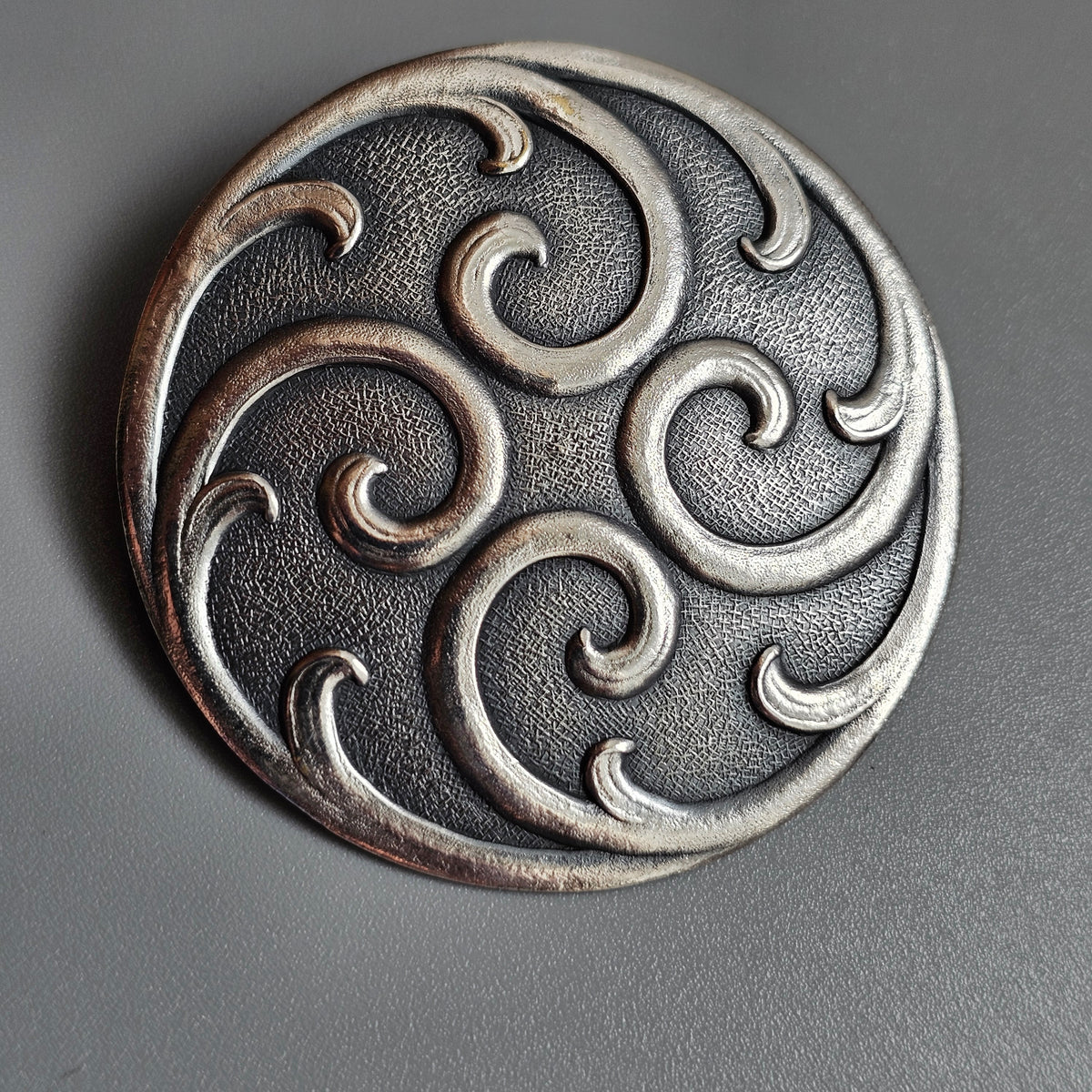 Vintage Art Nouveau Style Nordic Silver Tone Scroll Brooch