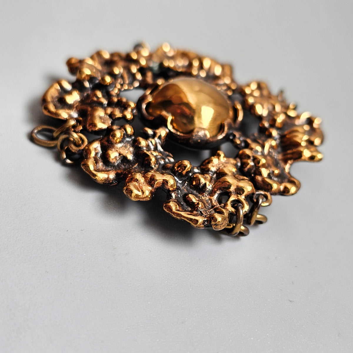 Vintage Finnish Brutalist Bronze Brooch Kaarna Bark by Pentti Sarpaneva 1960s 1970s