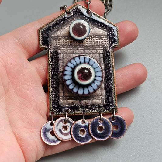 Vintage 1960s 1970s Pirkko Kettunen Finnish Enamel Copper Necklace