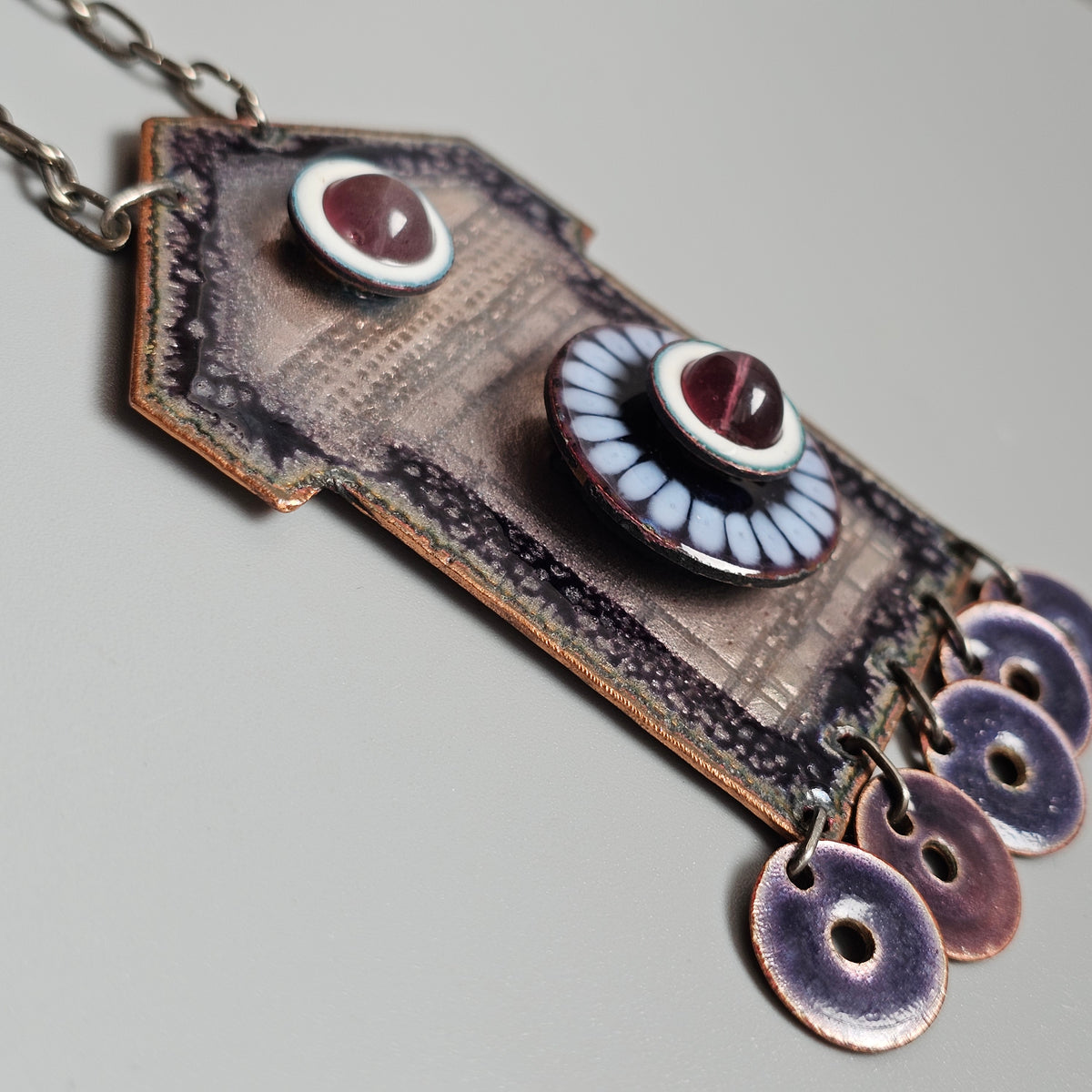 Vintage 1960s 1970s Pirkko Kettunen Finnish Enamel Copper Necklace