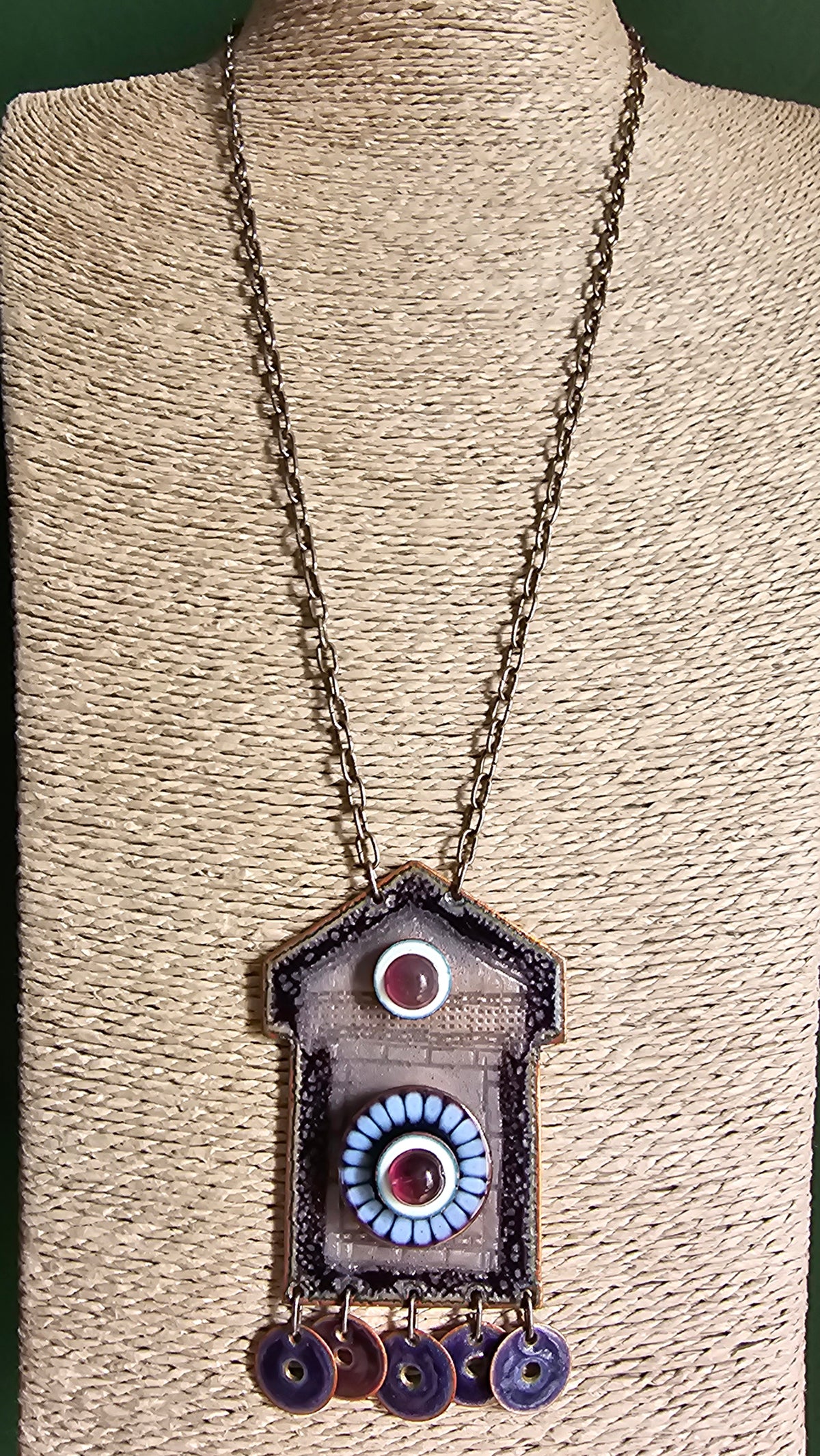 Vintage 1960s 1970s Pirkko Kettunen Finnish Enamel Copper Necklace