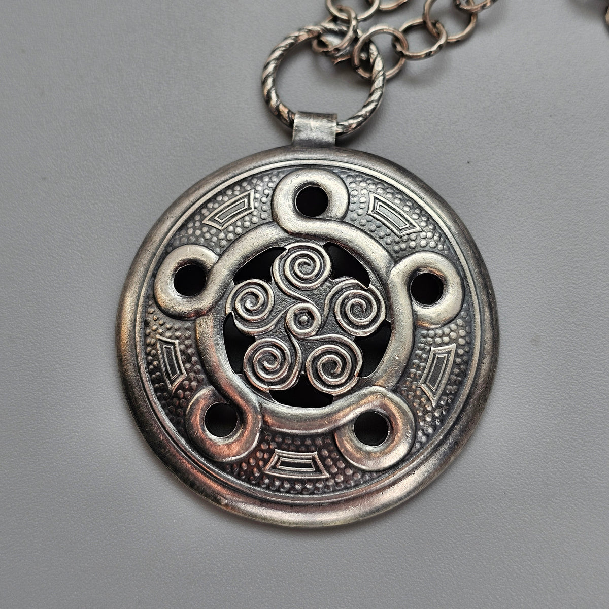 Vintage Nordic Folk Style Spiral Pendant Necklace Ancient Revival