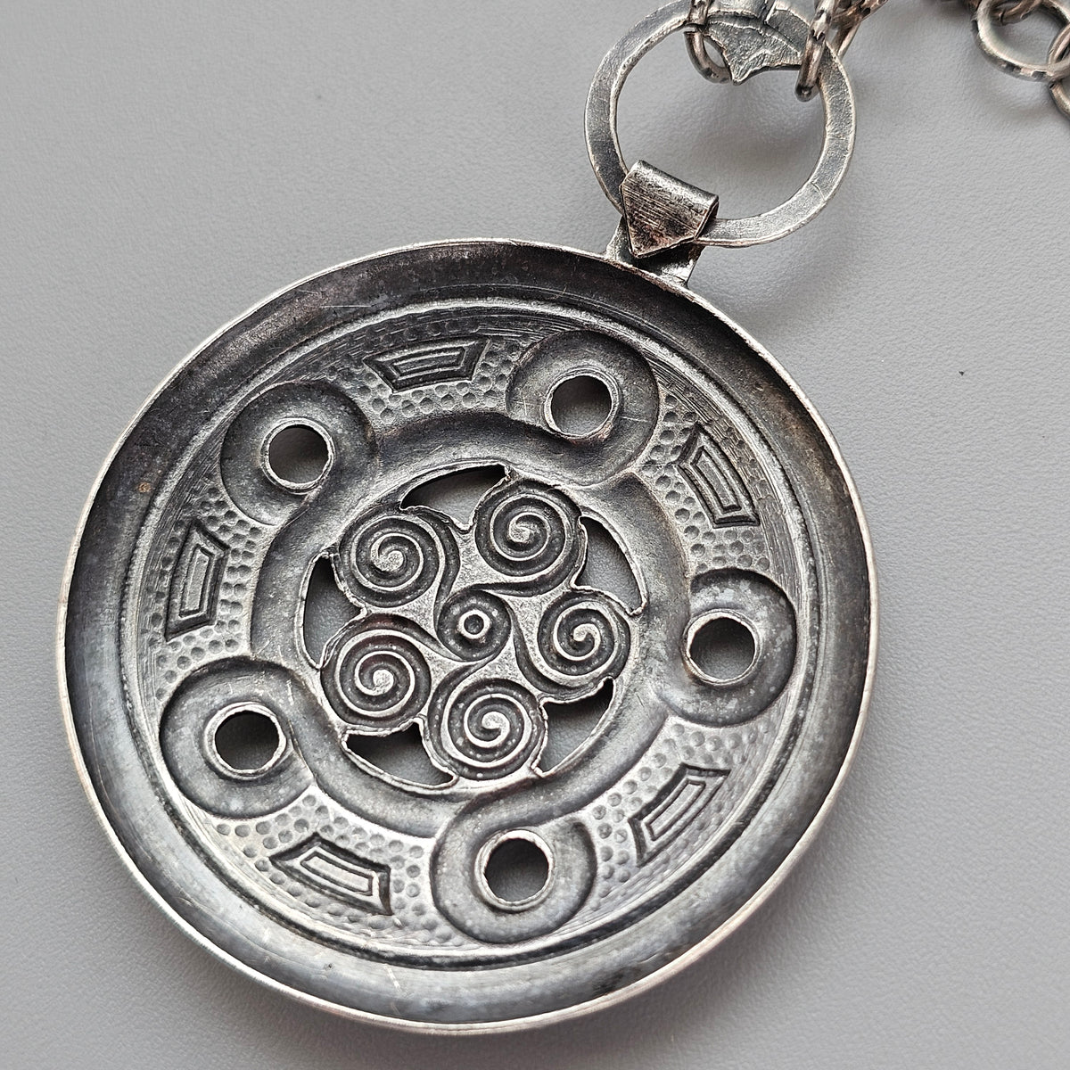 Vintage Nordic Folk Style Spiral Pendant Necklace Ancient Revival
