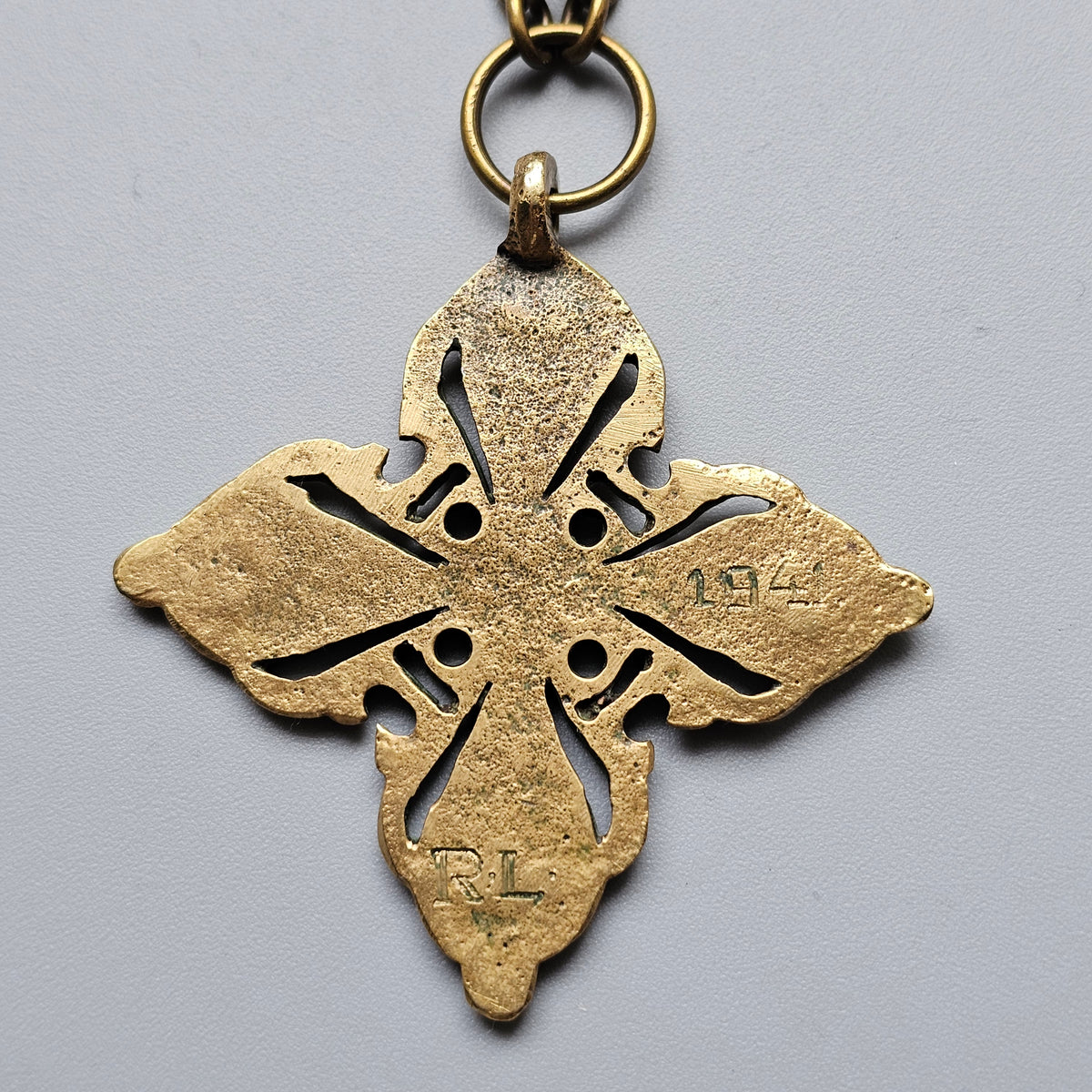 Vintage Finnish Bronze Medieval Revival Cross Pendant Necklace
