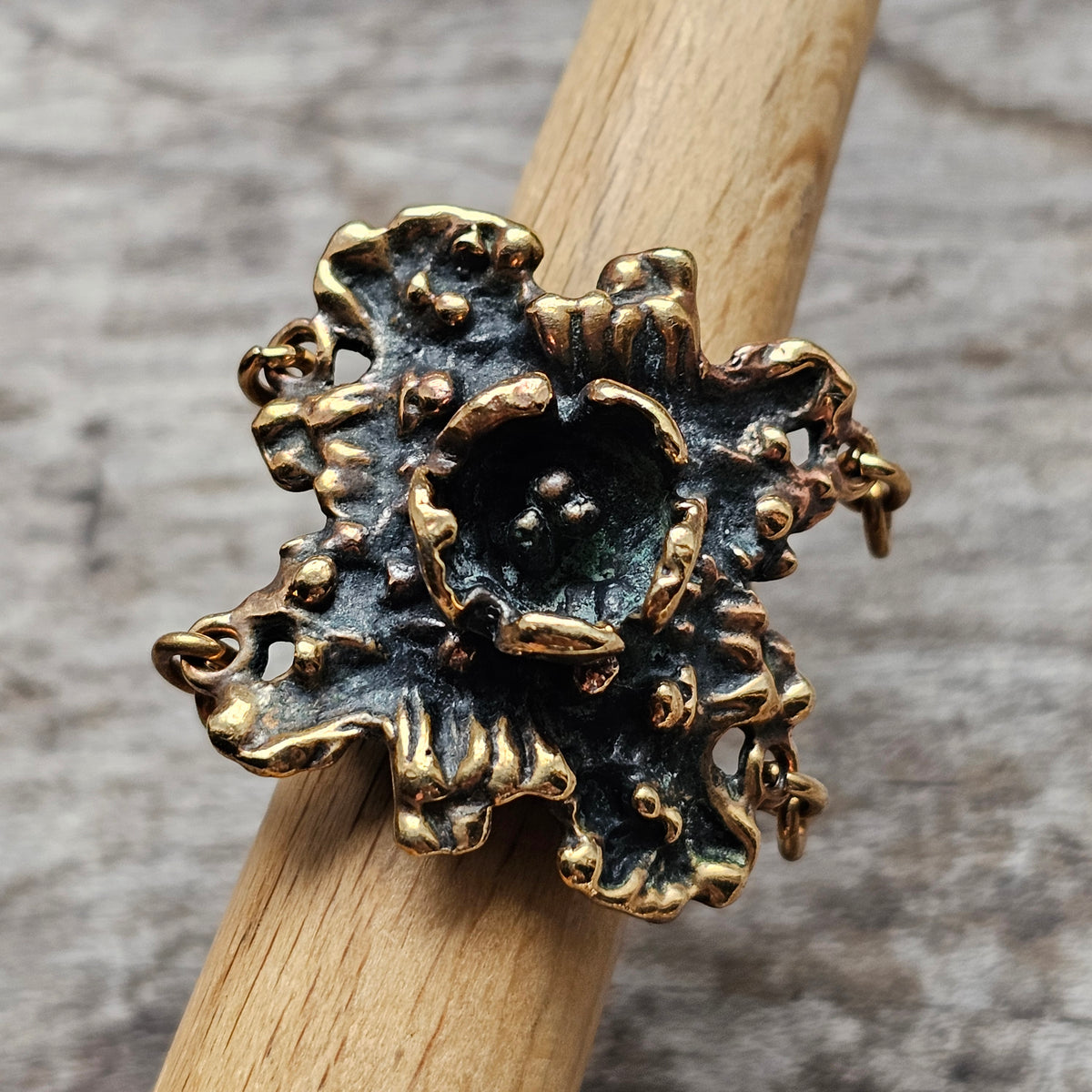 Vintage 1970s Pentti Sarpaneva Kaarna Finnish Bronze Brutalist Ring