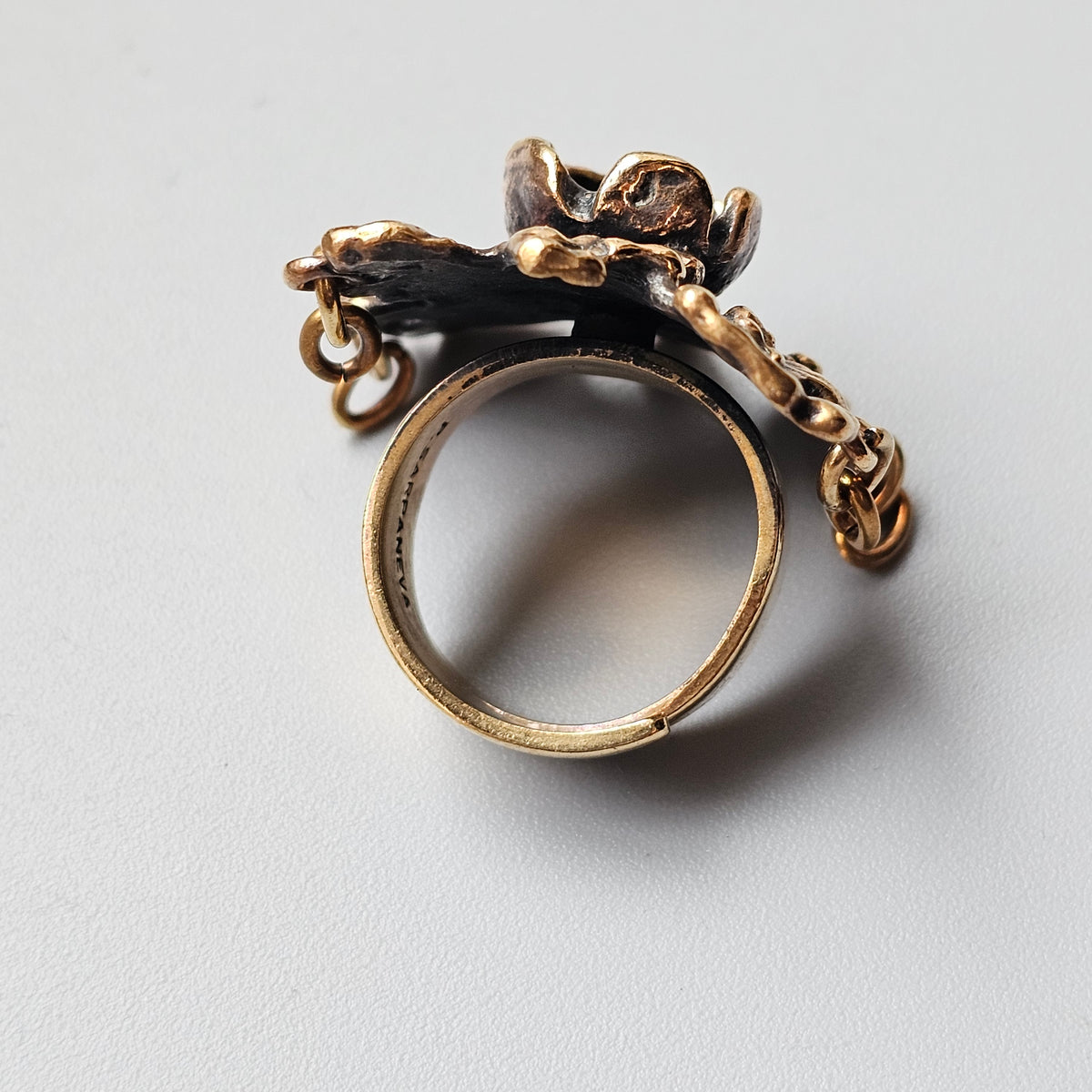Vintage 1970s Pentti Sarpaneva Kaarna Finnish Bronze Brutalist Ring