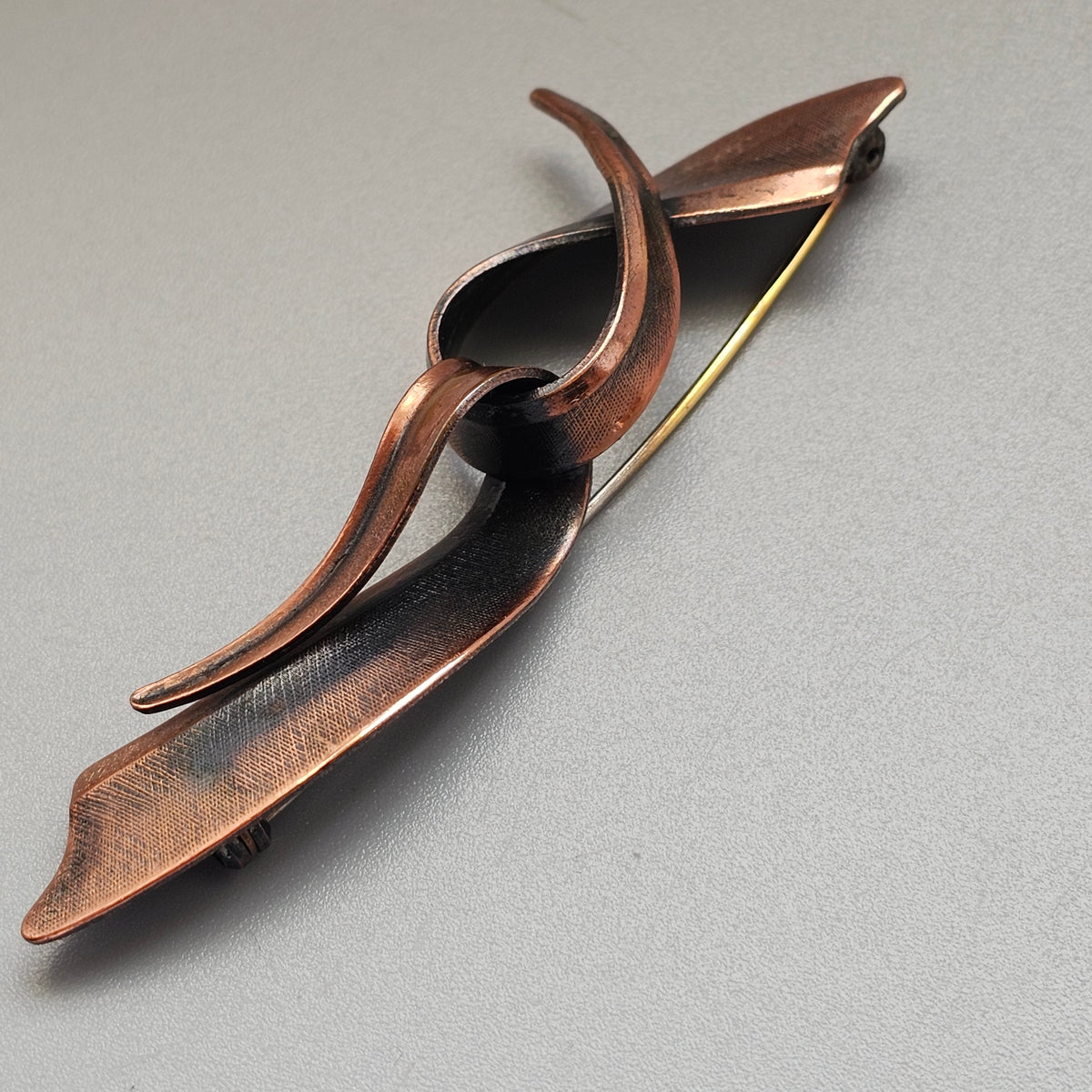 Vintage 1950s Copper Modernist Abstract Brooch Mid Century