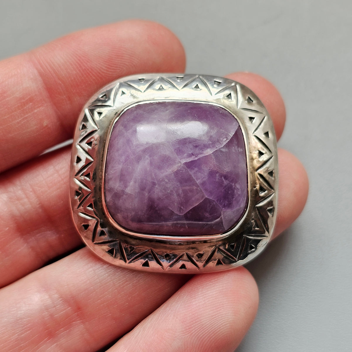 Vintage 1950s Finnish Silver Amethyst Modernist Brooch 1954