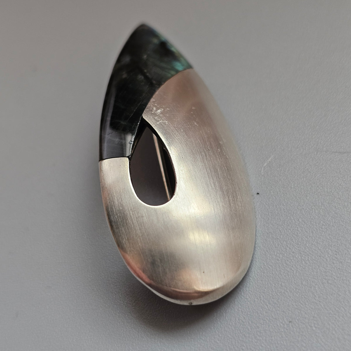 Contemporary Finnish Sterling Silver Spectrolite Avant Garde Brooch