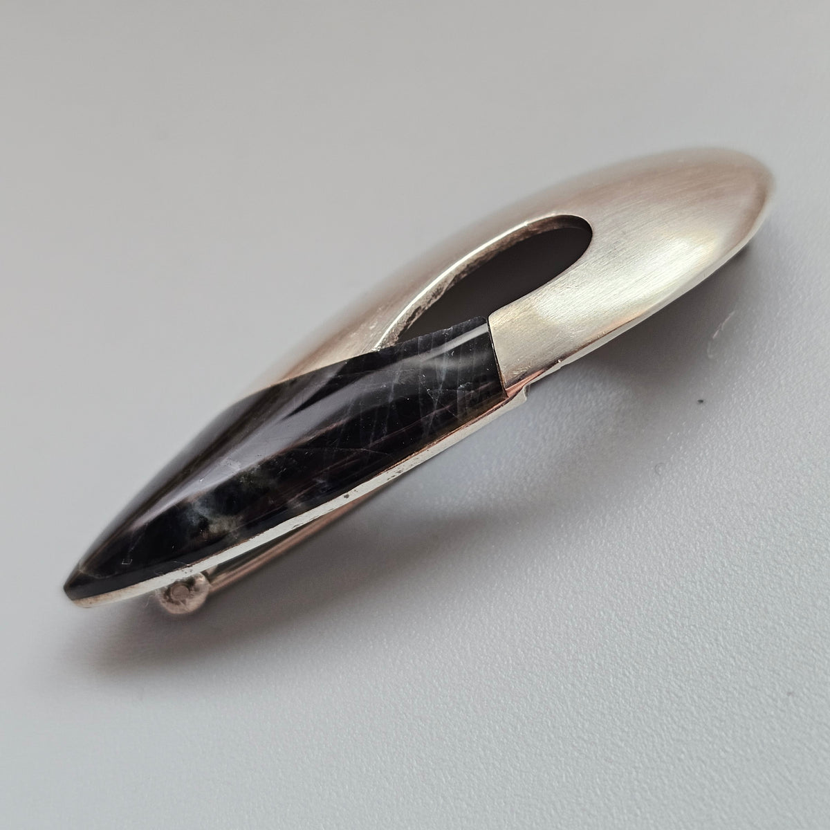 Contemporary Finnish Sterling Silver Spectrolite Avant Garde Brooch
