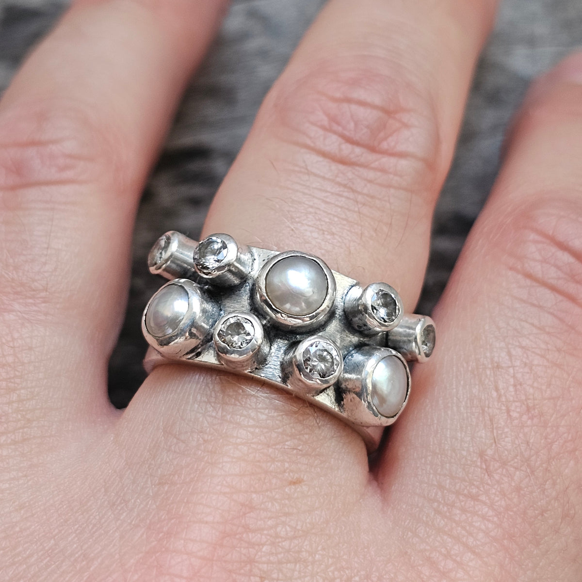Contemporary Moment 23 Swedish Design Sterling Silver Pearl Ring