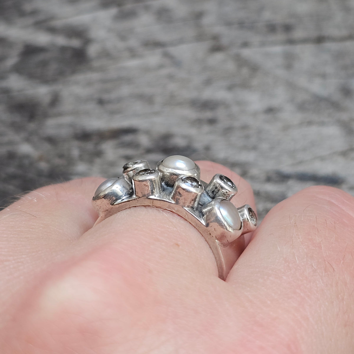 Contemporary Moment 23 Swedish Design Sterling Silver Pearl Ring
