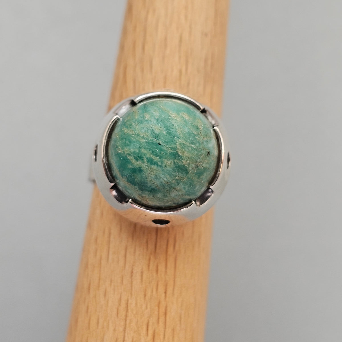 Vintage 1960s Martti Viikinniemi Finnish Silver Amazonite Ring 1966