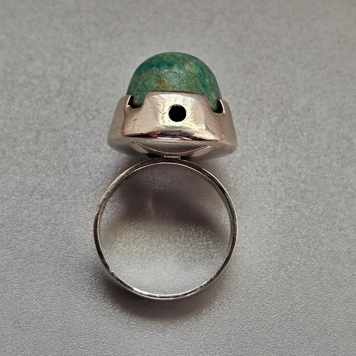 Vintage 1960s Martti Viikinniemi Finnish Silver Amazonite Ring 1966