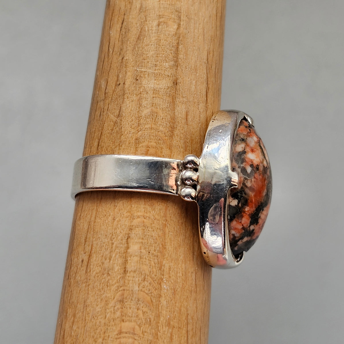 Vintage Nordic Silver Granite Modernist Ring