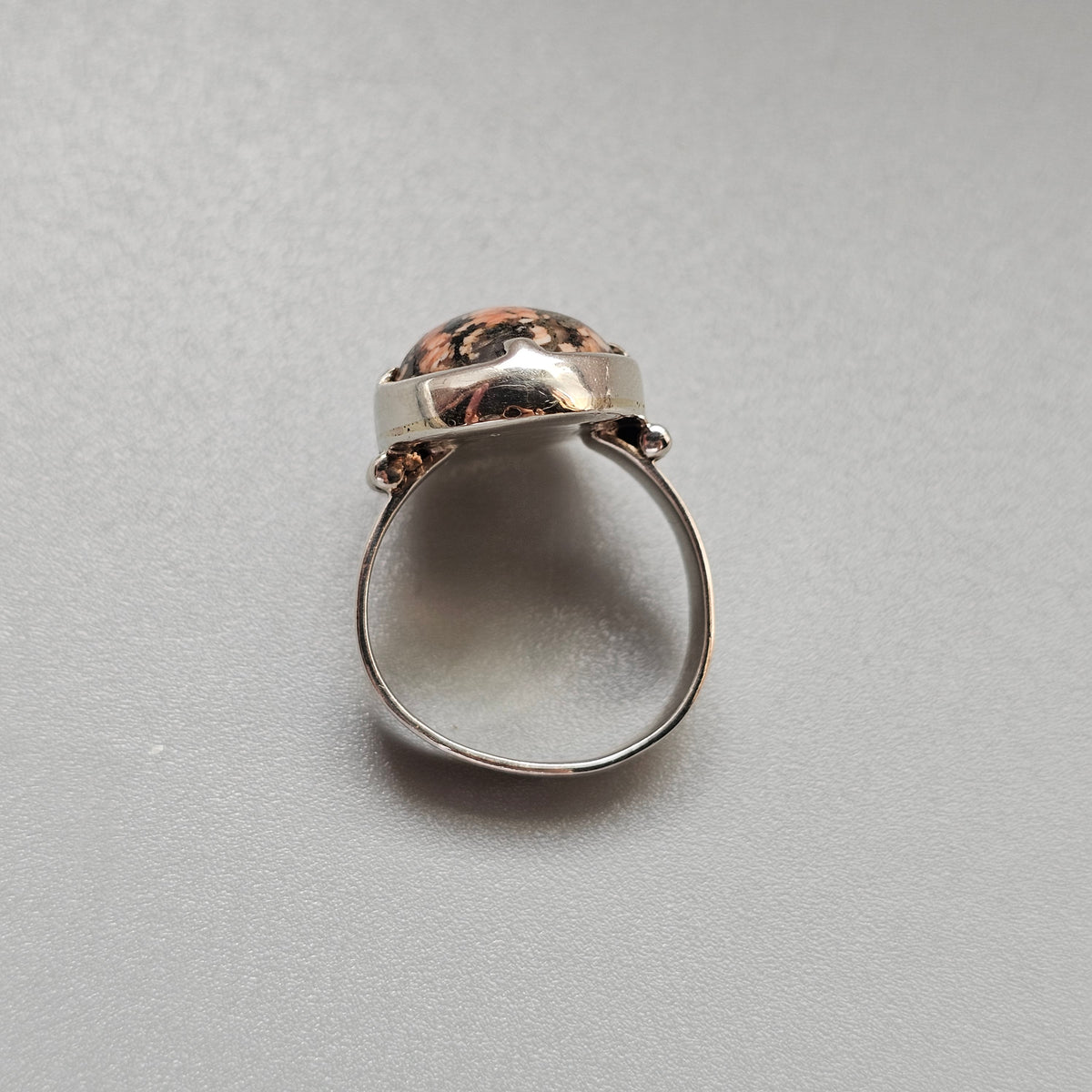 Vintage Nordic Silver Granite Modernist Ring