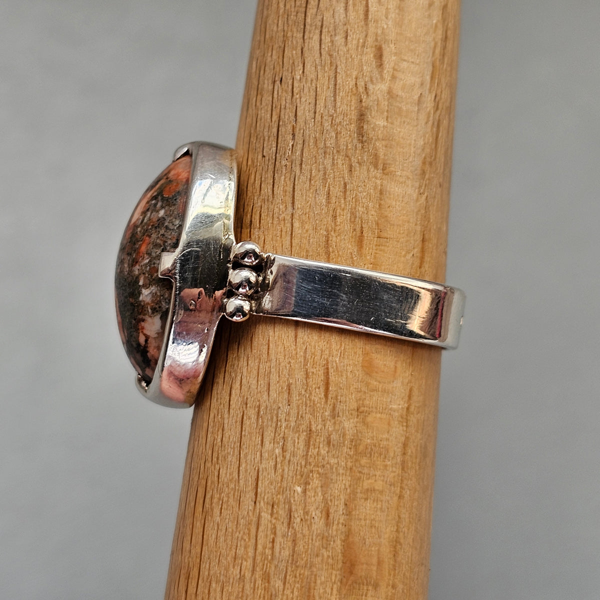 Vintage Nordic Silver Granite Modernist Ring
