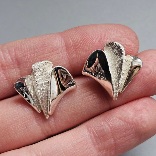 Vintage Riitta Hakala Tammen Koru Finnish Sterling Silver Stud Earrings
