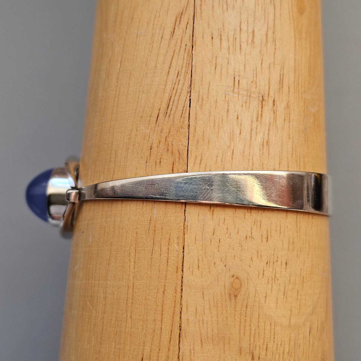Vintage 1960s Erik Granit Finnish Silver Blue Agate Modernist Bangle 1965